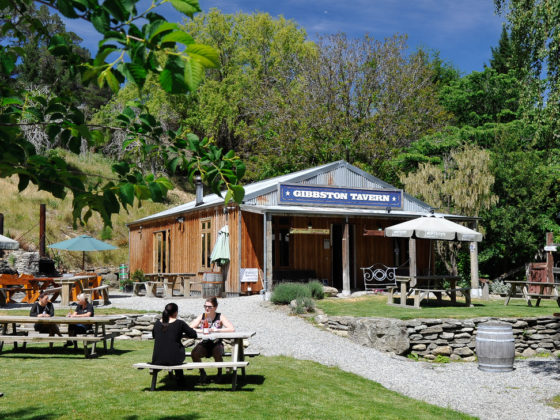 Taking in the sun at gibbston Tavern a rest stop along the Queenstown Trail